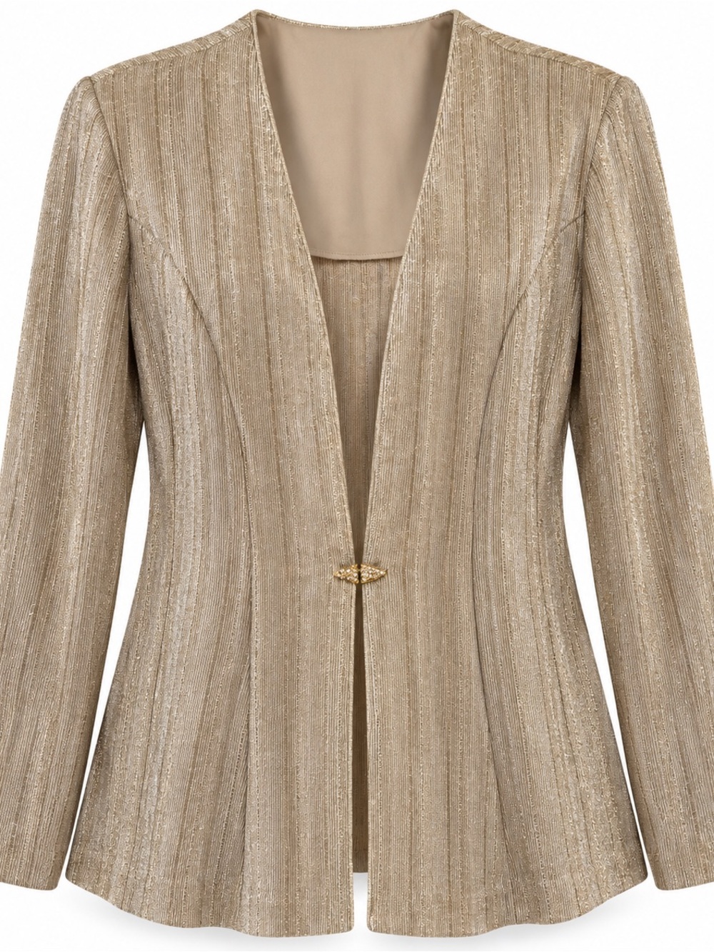 R&M Richards Metallic Gold Lurex Evening Jacket Size 14 Vintage Made USA